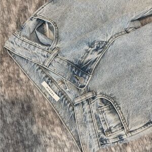 pacsun asymmetrical 90s baggy cargo jeans light blue